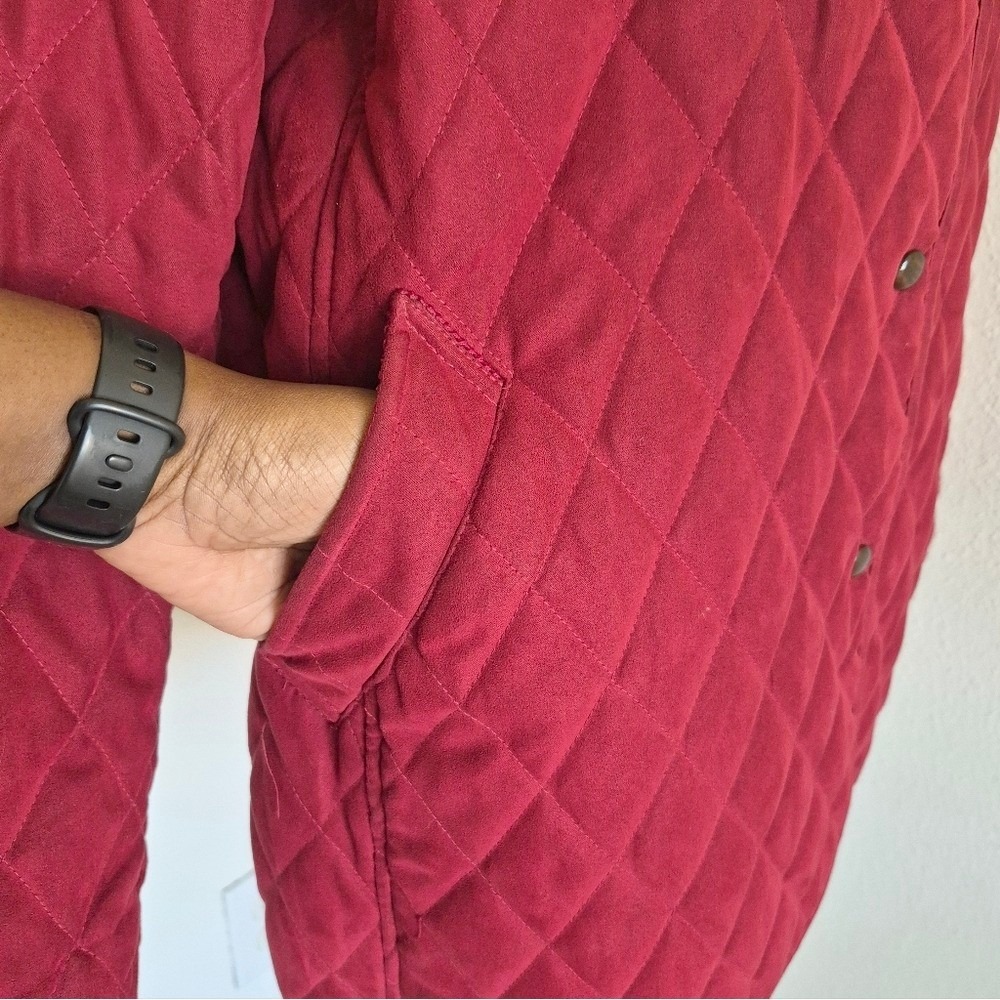 Vintage Talbots Red Quilted Jacket Barn Coat Paisley Lined M Classic Preppy - Picture 15 of 17